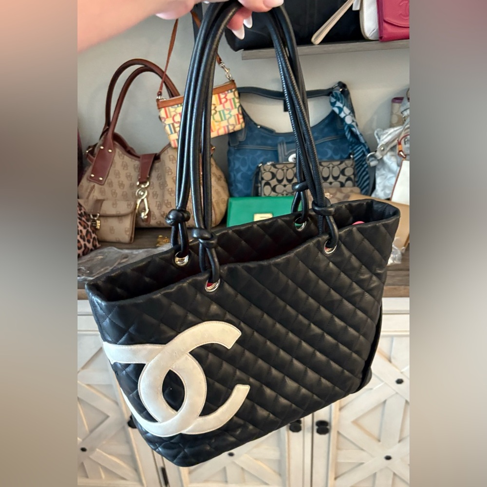 2fer🖤💖CHANEL ⭐️Black Quilted Lambskin Cambon Tote Bag & matching wallet SET - Picture 4 of 14